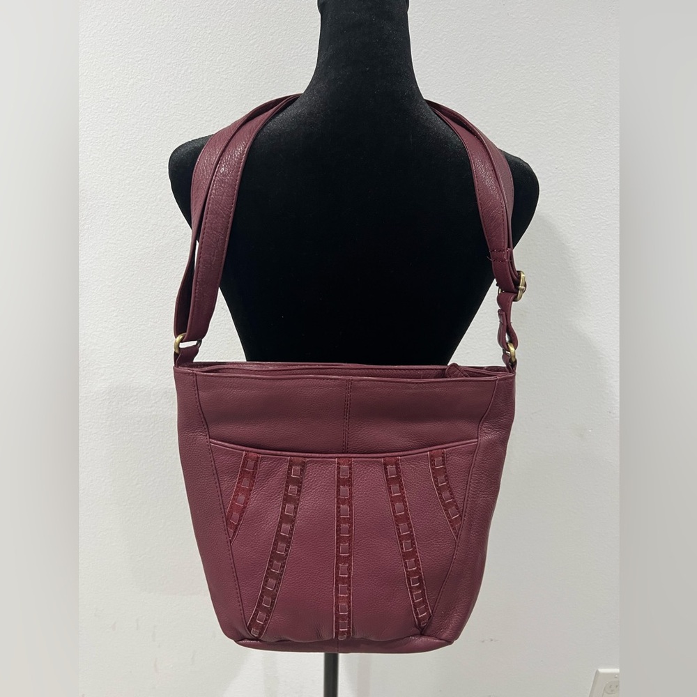 Great American Leatherworks Burgundy Leather Shoulder Bag Boho